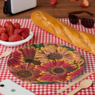 Helenium Autumnale Blooms Floral Paper Plate