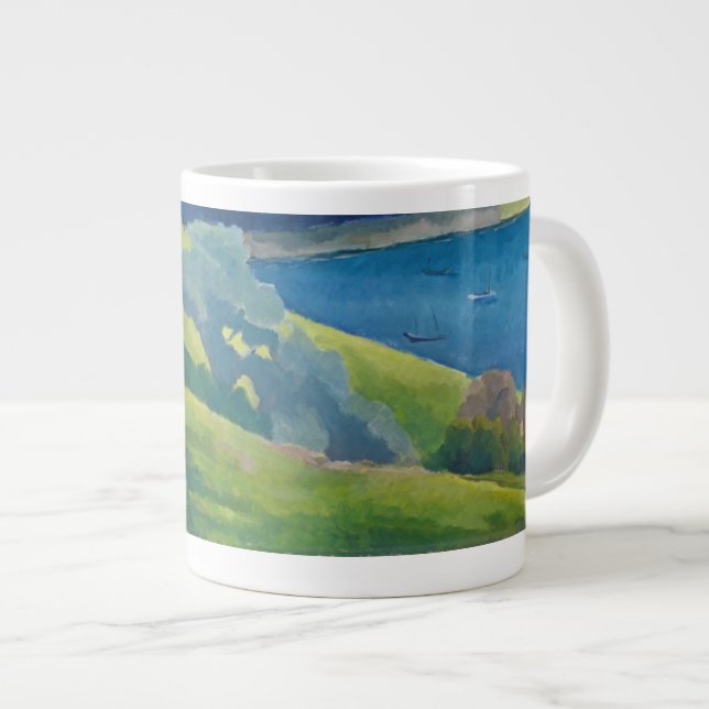 Helford Passage Cornwall Large Coffee Mug (Front Right)