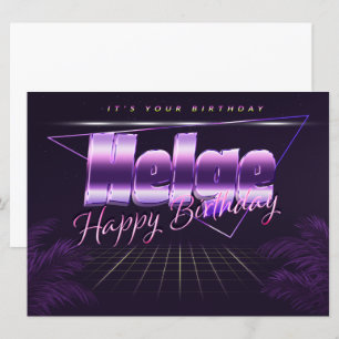 Helge Name Vorname lila retro Karte Geburtstag Card