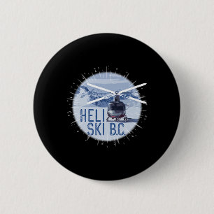 Heli Ski B.c. Canada Helicopter Extreme Powder Ski 6 Cm Round Badge