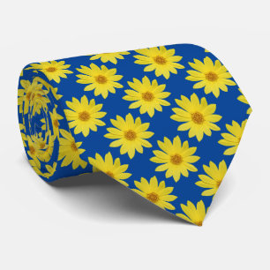 Helianthus 'Lemon Queen' Pattern - Deep Blue Tie