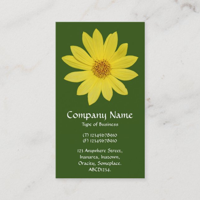 Helianthus 'Lemon Queen' Sunflower - Forest Green Business Card (Front)