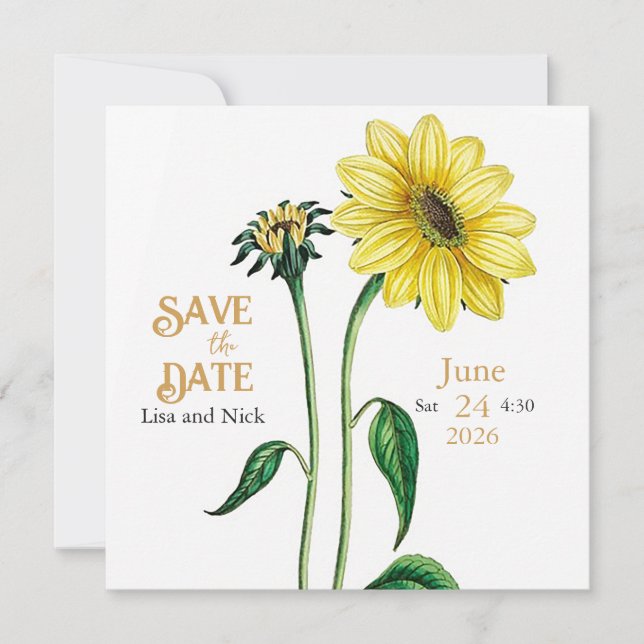 Helianthus Save the Date Wedding Announcement (Front)