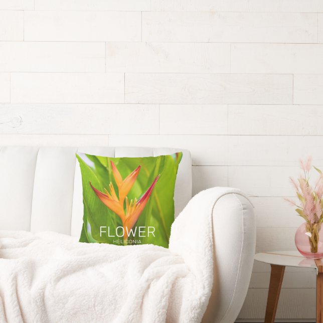 Heliconia Flowers Botanical Plant Garden Design Cushion (Couch)