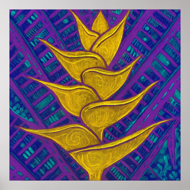 Heliconia Flowers Tropic Botanical Bold Floral Ar Poster (Front)