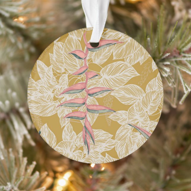 Heliconia & Lauhala, Reversible Māla Lani Ornament (Tree)