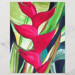 Heliconia Lobster Claw tropical watercolour flower