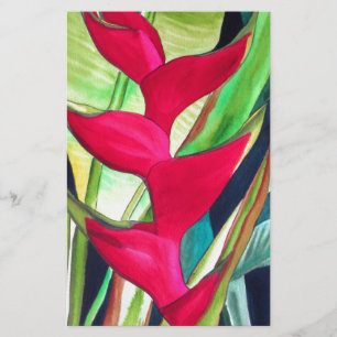 Heliconia Lobster Claw tropical watercolour flower