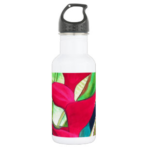 Heliconia Lobster Claw tropical watercolour flower 532 Ml Water Bottle