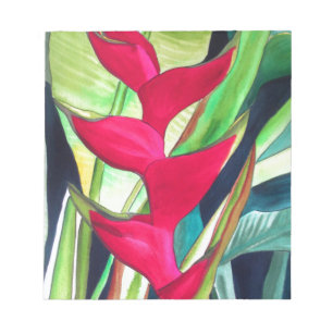 Heliconia Lobster Claw tropical watercolour flower Notepad