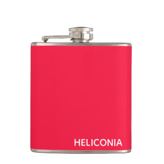 Heliconia red colour name hip flask