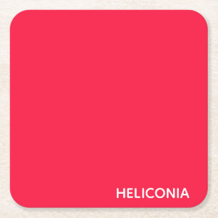 Heliconia red colour name square paper coaster