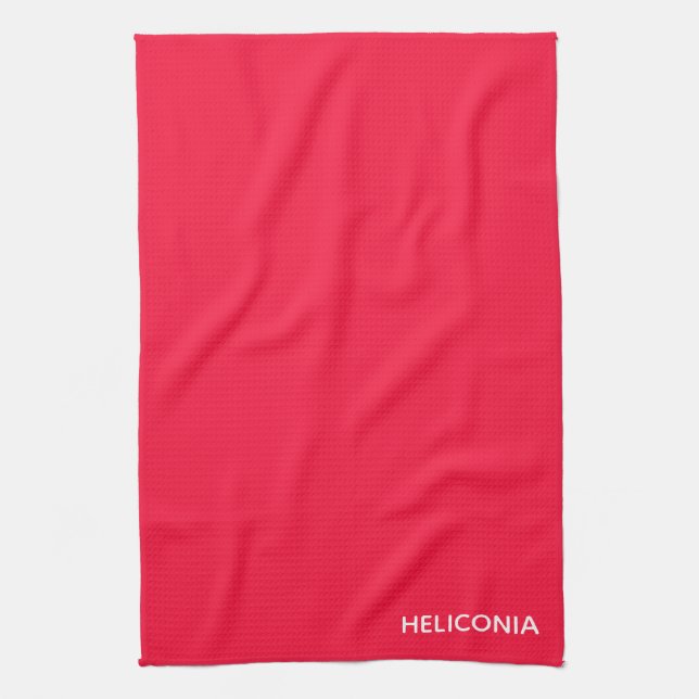 Heliconia red colour name tea towel (Vertical)
