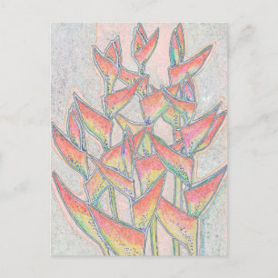 Heliconia Rostrata Tropical Flowers Floral Art Postcard