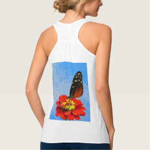 Heliconius hecate butterfly on a Zinnia T-Shirt Singlet