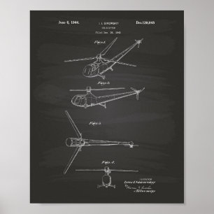 Helicopter 1944 Patent Art Chalkboard Poster