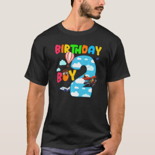 Helicopter 2nd Birthday Boy Airplane Plane Pilot 2 T-Shirt
