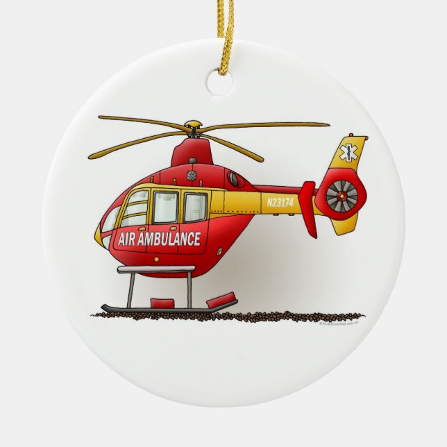 Helicopter Ambulance Air Ambulance Ornament (Front)