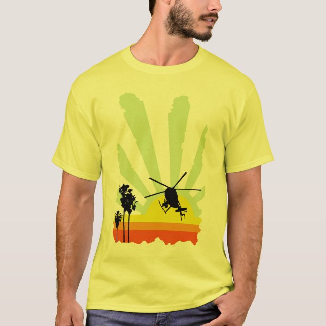 Helicopter and Sunset T-Shirt (Front)