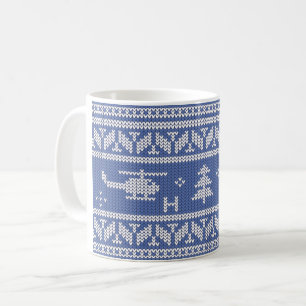 Helicopter Aviation Christmas Pattern Coffee Mug