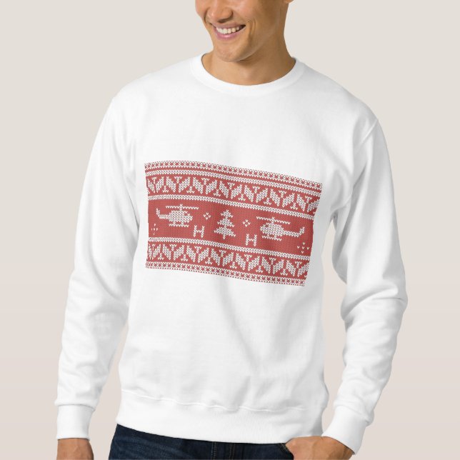 Helicopter Aviation Christmas Pattern Sweatshirt (Front)