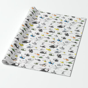 Helicopter Aviation Pattern Wrapping Paper