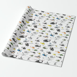 Helicopter Aviation Pattern Wrapping Paper