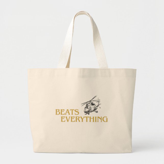 Helicopter beats everything large tote bag (Front)