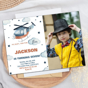 Helicopter Birthday Invitations With Photo
