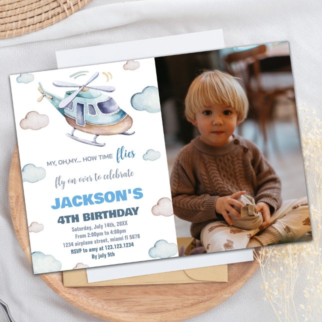 Helicopter Birthday Invitations with Photo (Helicopter Birthday Invitations with Photo)