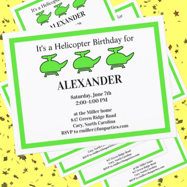Helicopter Birthday Party Invitation Postcard (Creator Uploaded)