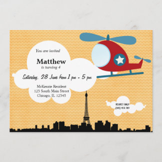 Helicopter Birthday theme (Orange) Invitation