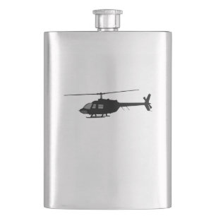 Helicopter Chopper Silhouette Customise Colour Hip Flask
