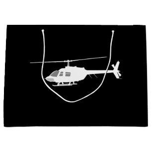 Helicopter Chopper Silhouette Flying Black Large Gift Bag