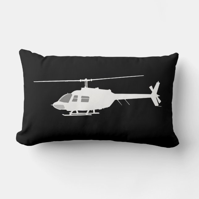 Helicopter Chopper Silhouette Flying Black Lumbar Cushion (Front)