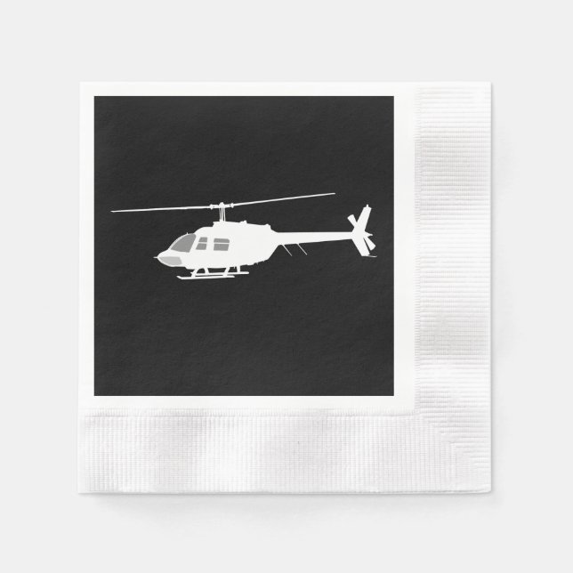 Helicopter Chopper Silhouette Flying Black Napkin (Front)