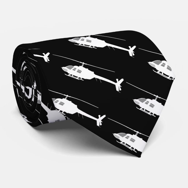 Helicopter Chopper Silhouette Flying Tie (Rolled)