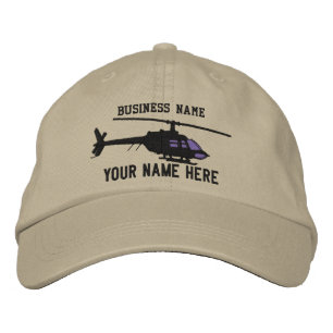 Helicopter Chopper Silhouette Personalise This Embroidered Hat