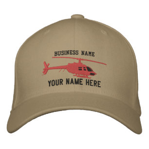 Helicopter Chopper Silhouette Personalise This Embroidered Hat