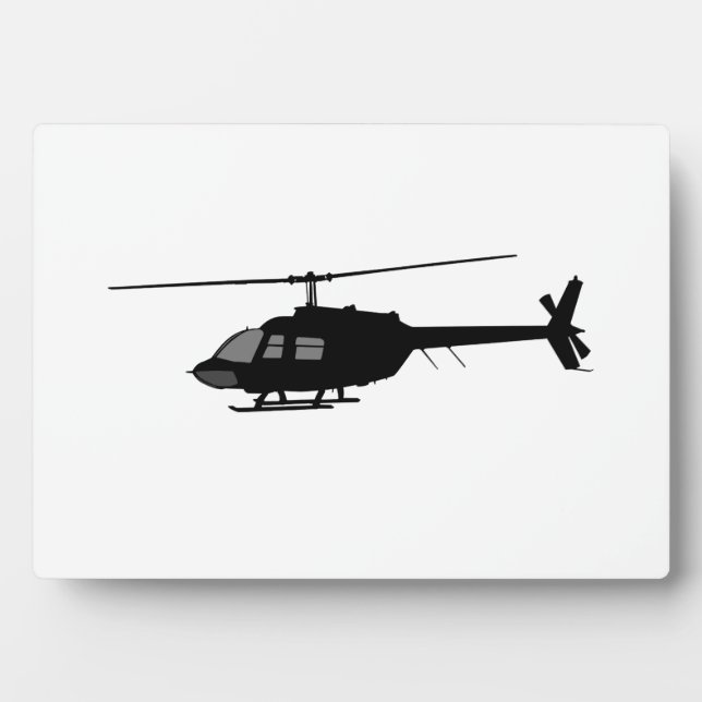 Helicopter Flying Silhouette Customise Colour Plaque (Front)
