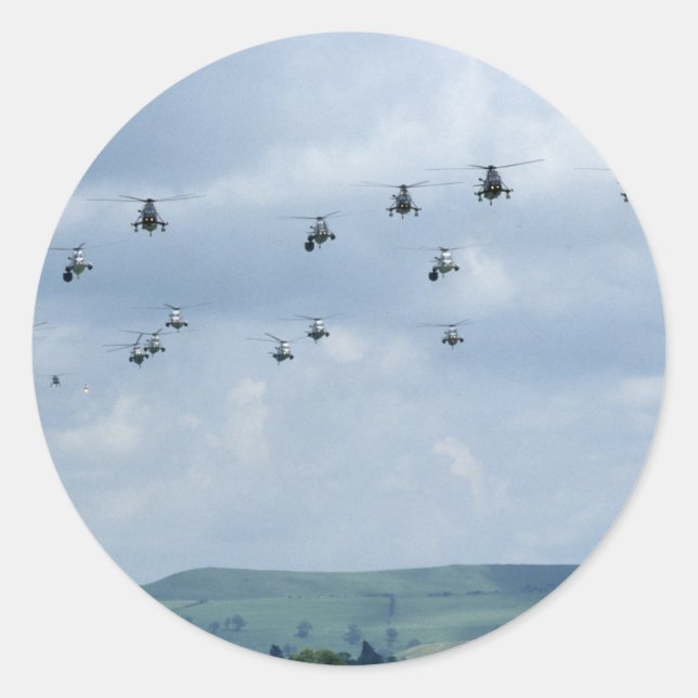 Helicopter flypast classic round sticker (Front)