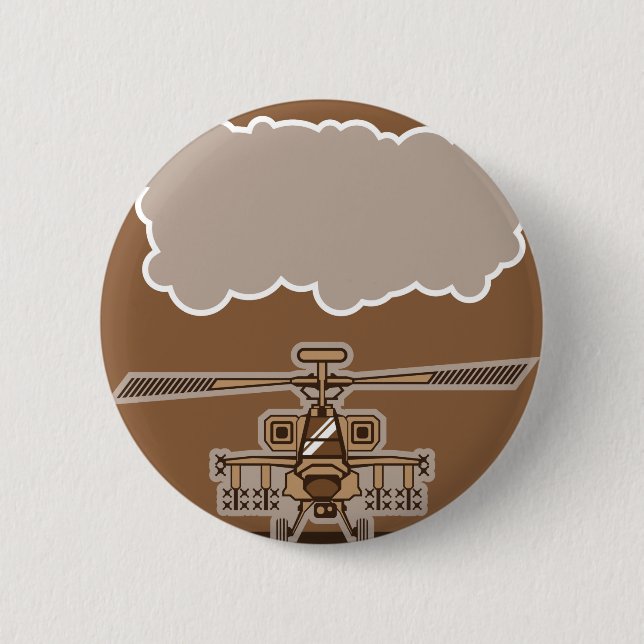 Helicopter Front 6 Cm Round Badge (Front)