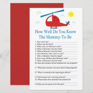 Helicopter How well do you know baby shower game