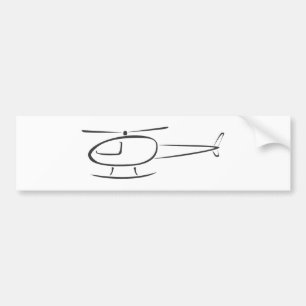 Helicopter in Swish Drawing Style Bumper Sticker