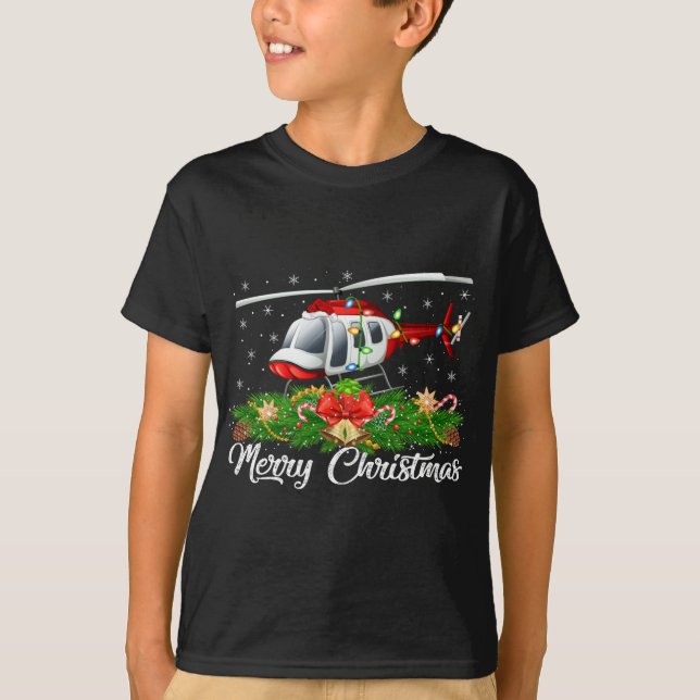 Helicopter Lover Matching Santa Hat Helicopter Chr T-Shirt (Front)