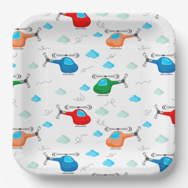 Helicopter Paper Plates, Chopper Pilot Party Plate (Front)