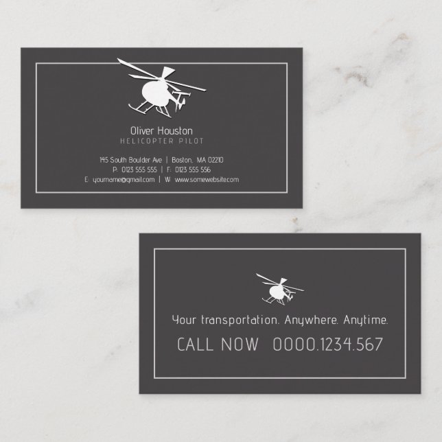 Helicopter Pilot | Air Taxi Business Card (Front/Back)