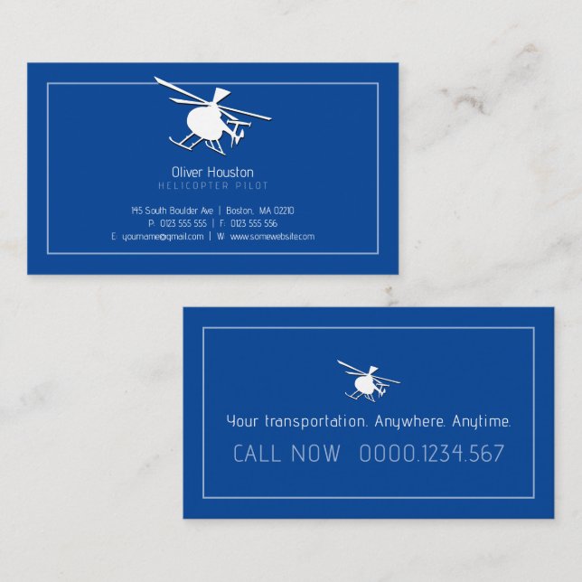 Helicopter Pilot | Air Taxi Business Card (Front/Back)