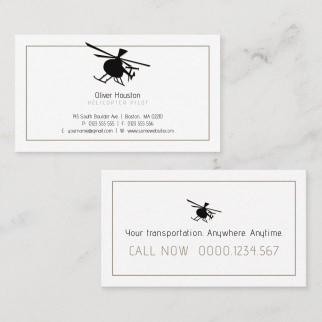 Helicopter Pilot | Transportation Business Card (Front/Back)