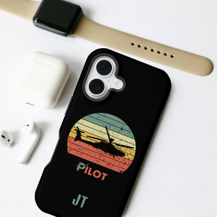 Helicopter Retro Sunset Stylish Fun Personalised  iPhone 16 Case